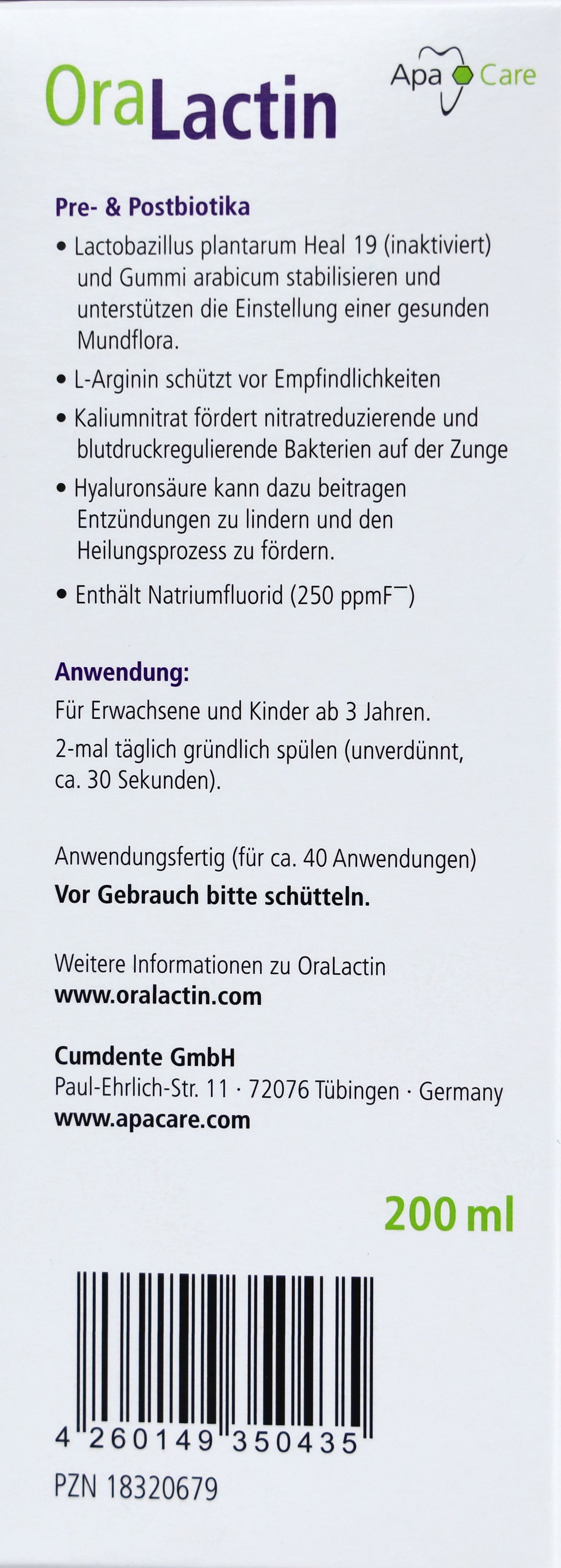  OraLactin Pre- and postbiotic mouthwash